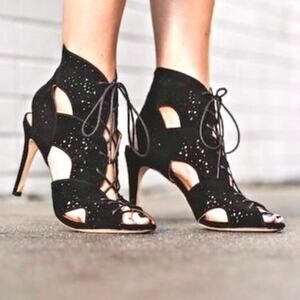 JOIE - Suede Raquel Cutout Bootie Heel